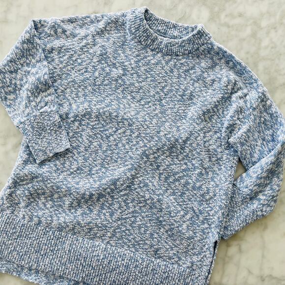Lou & Grey Sweaters - Lou & Grey Knobby Knit Blue White Sweater Split Side Small Prep Normcore Summer